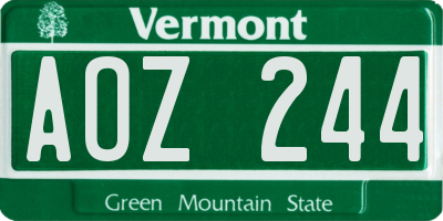 VT license plate AOZ244
