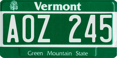 VT license plate AOZ245