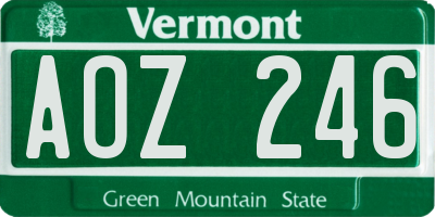 VT license plate AOZ246