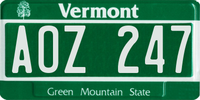 VT license plate AOZ247