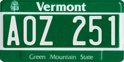 VT license plate AOZ251