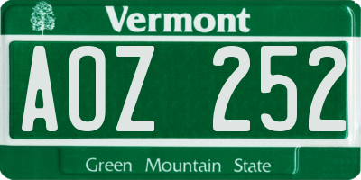 VT license plate AOZ252