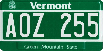 VT license plate AOZ255