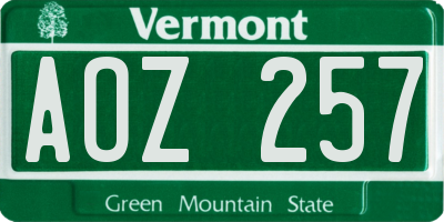 VT license plate AOZ257