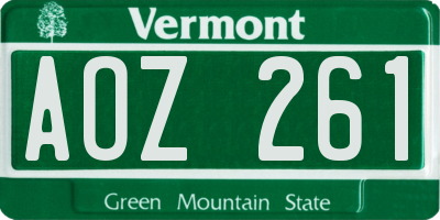 VT license plate AOZ261