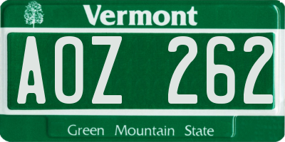 VT license plate AOZ262
