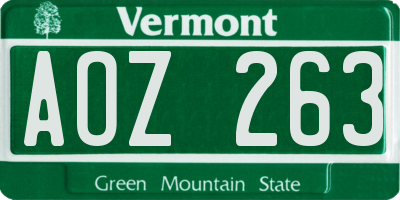 VT license plate AOZ263