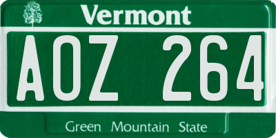 VT license plate AOZ264
