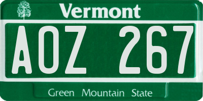 VT license plate AOZ267