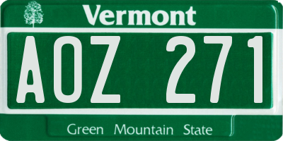 VT license plate AOZ271