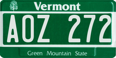 VT license plate AOZ272