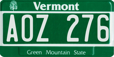 VT license plate AOZ276