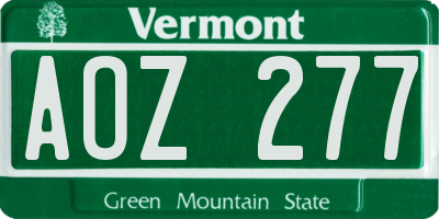 VT license plate AOZ277