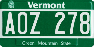 VT license plate AOZ278