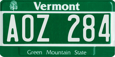 VT license plate AOZ284