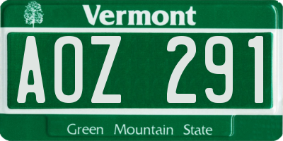 VT license plate AOZ291
