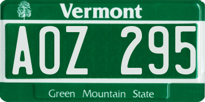 VT license plate AOZ295