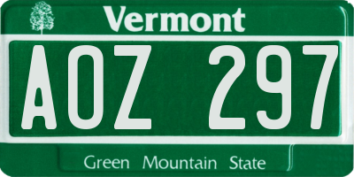 VT license plate AOZ297