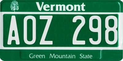 VT license plate AOZ298