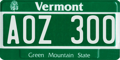 VT license plate AOZ300