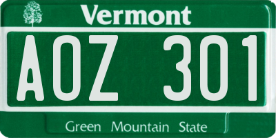 VT license plate AOZ301