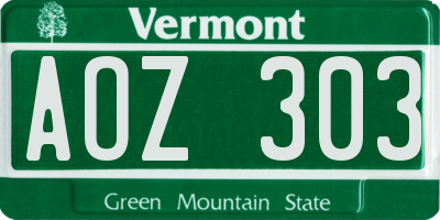 VT license plate AOZ303