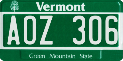 VT license plate AOZ306
