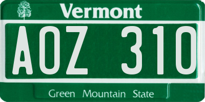 VT license plate AOZ310