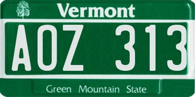 VT license plate AOZ313
