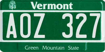 VT license plate AOZ327