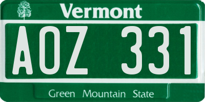 VT license plate AOZ331