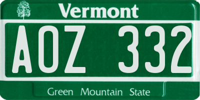VT license plate AOZ332