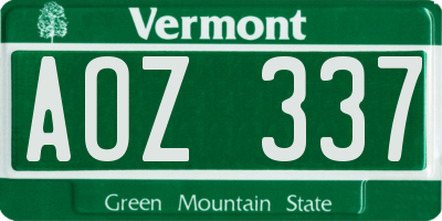 VT license plate AOZ337