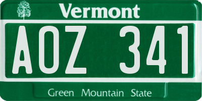 VT license plate AOZ341