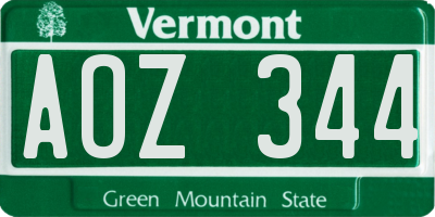 VT license plate AOZ344