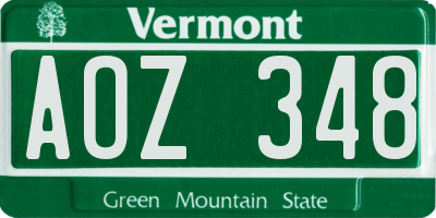 VT license plate AOZ348