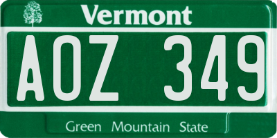 VT license plate AOZ349