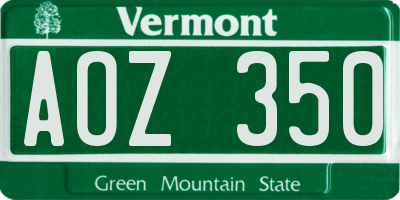 VT license plate AOZ350