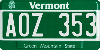 VT license plate AOZ353