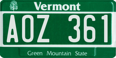 VT license plate AOZ361
