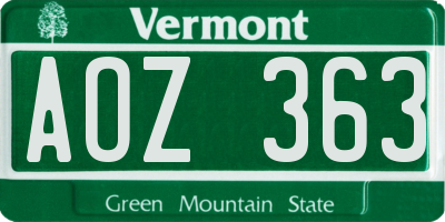 VT license plate AOZ363
