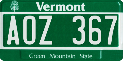 VT license plate AOZ367