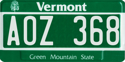 VT license plate AOZ368