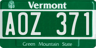 VT license plate AOZ371
