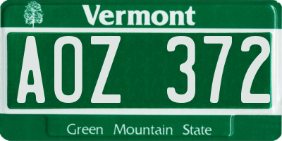 VT license plate AOZ372