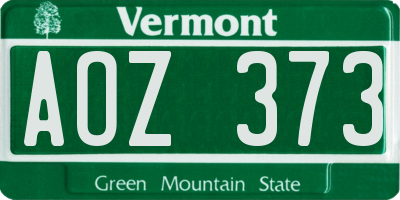 VT license plate AOZ373