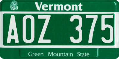 VT license plate AOZ375