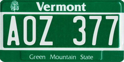 VT license plate AOZ377