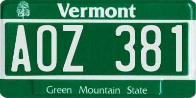 VT license plate AOZ381