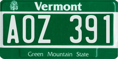 VT license plate AOZ391